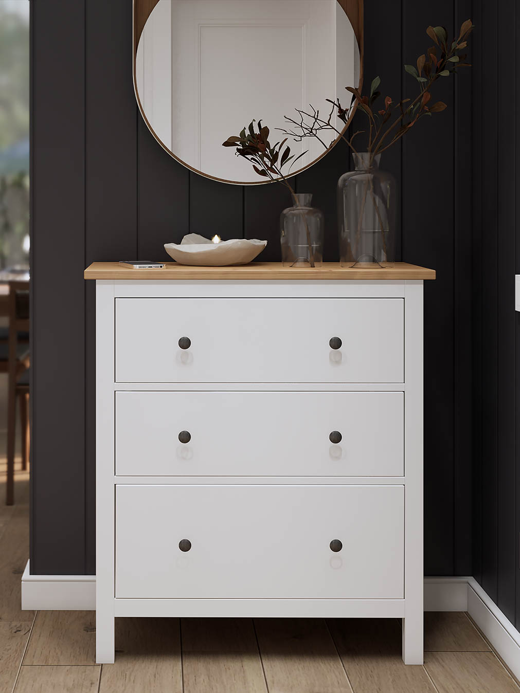 Комод HEMNES ХЕМНЭС КЫМÖР 3 ящика белый/светло-коричневый