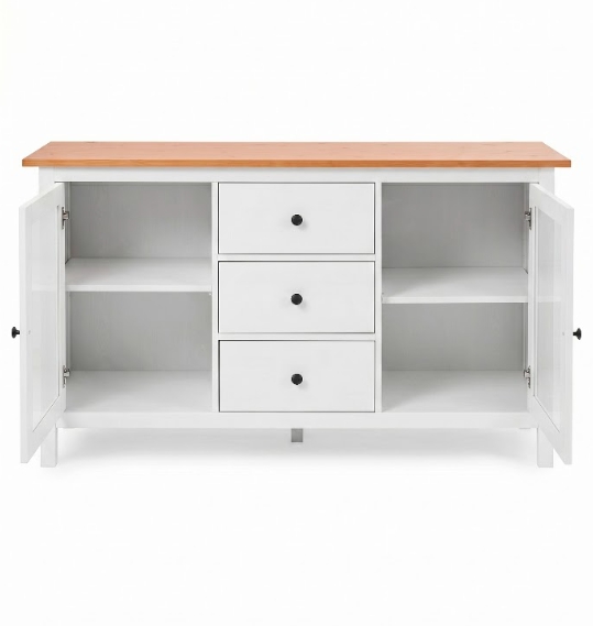 Сервант Икеа HEMNES ХЕМНЭС КЫМÖР белый/светло-коричневый со стеклянными дверями
