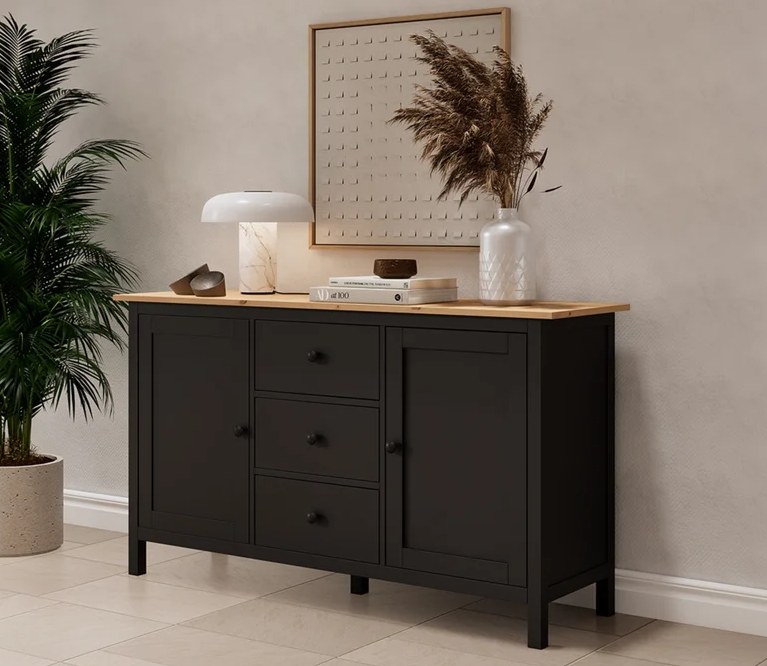 Сервант Икеа HEMNES ХЕМНЭС КЫМÖР черный/светло-коричневый
