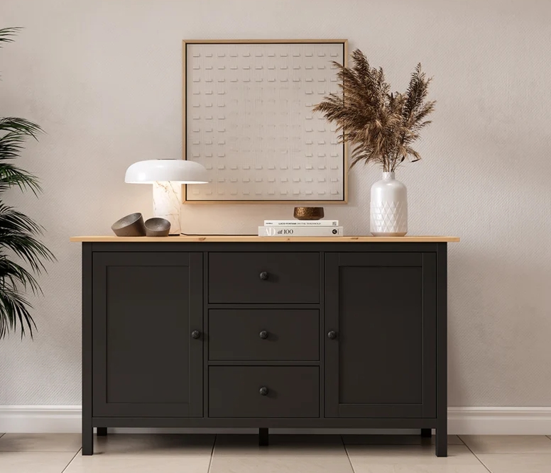 Сервант Икеа HEMNES ХЕМНЭС КЫМÖР черный/светло-коричневый