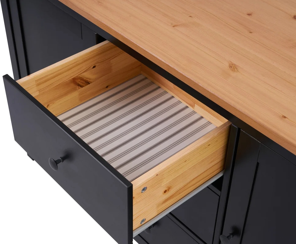 Сервант Икеа HEMNES ХЕМНЭС КЫМÖР черный/светло-коричневый