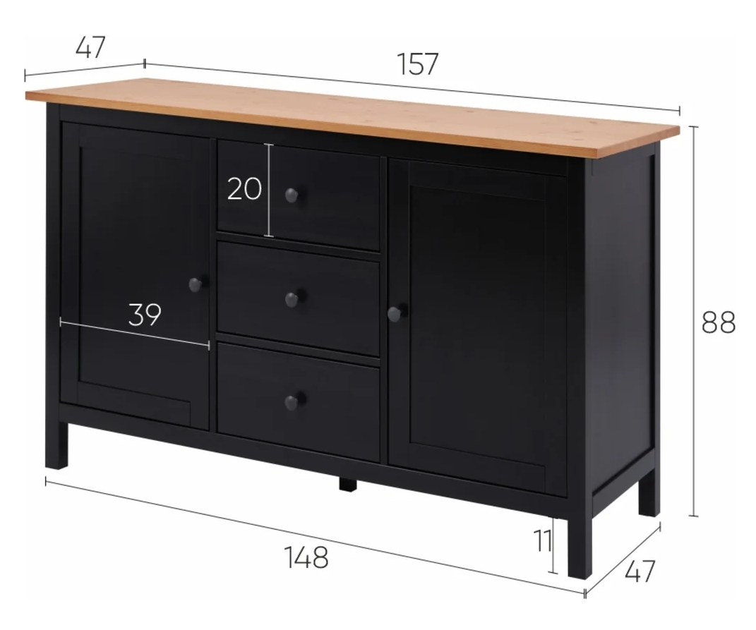 Сервант Икеа HEMNES ХЕМНЭС КЫМÖР черный/светло-коричневый